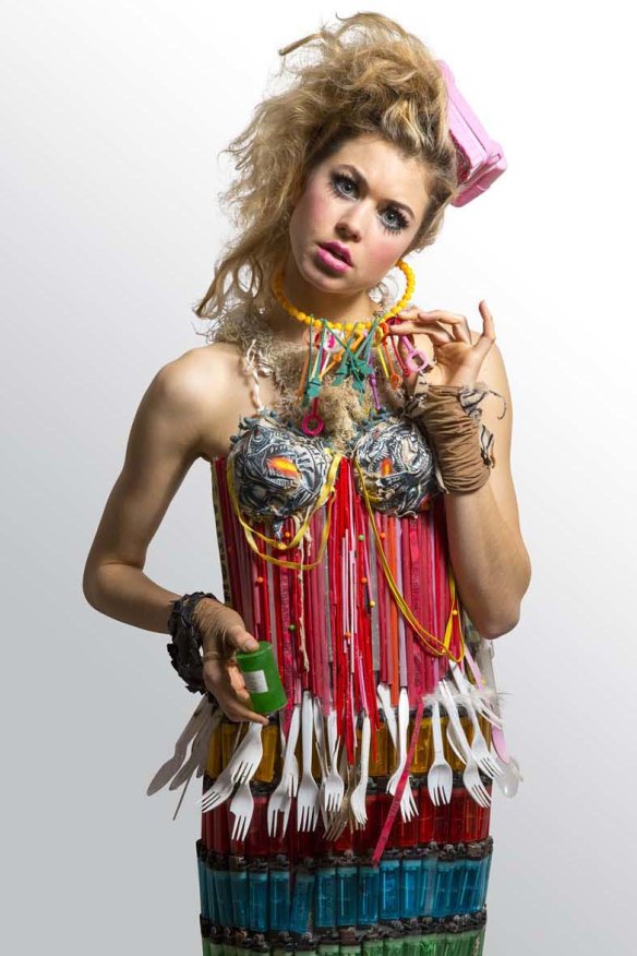 White Trash by Marina DeBris, worn by model Hannah Kat Jones.