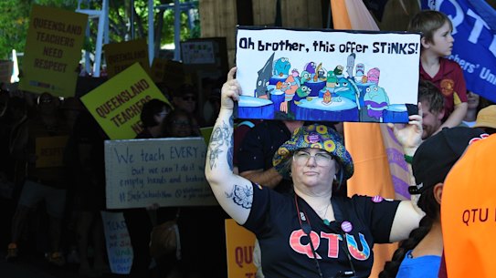 Queensland Teachers’ Union members went on strike in August after the union rejected the state’s offer. Members on Friday shot down an offer the state said would be its last.