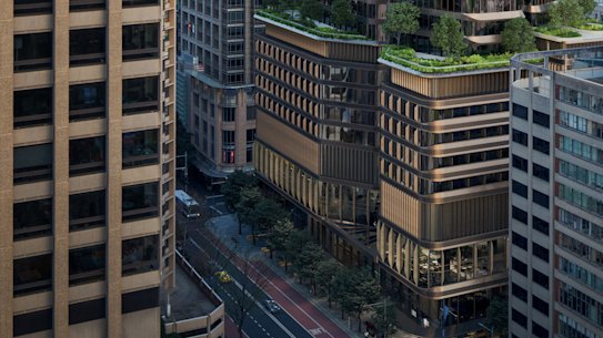 Artist impression of the North Building for Pitt Street Metro being developed by Oxford Properties and CPB Contractors in a consortium assembled by Grocon 