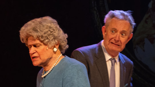 King Charles (Jonathan Biggins) is startled by the appearance of his mother (Drew Forsythe)
