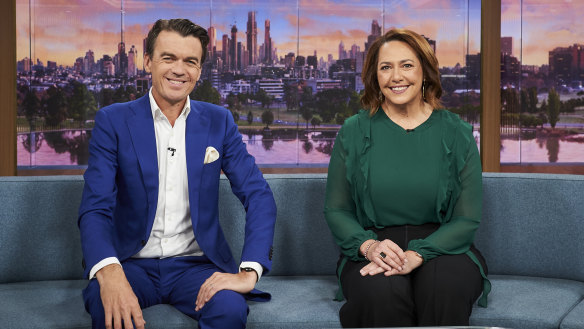 Millar with her News Breakfast co-host Michael Rowland.