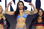 Aussie boxer Cherneka Johnson poses on the scale.