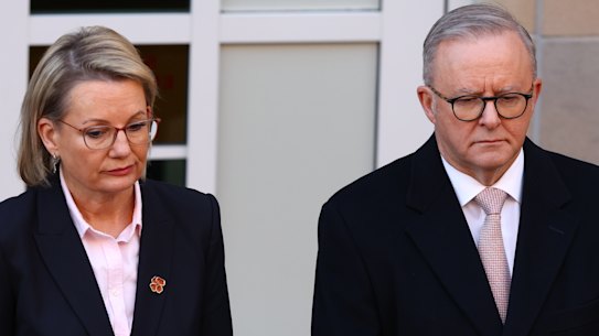 Prime Minister Anthony Albanese and Leader of the Opposition Sussan Ley attend the Last Post Ceremony at the Australian War Memorial ahead of the opening of the 48th Parliament in Canberra.