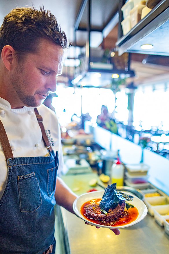 Bib & Tucker chef Scott Bridger with some Fremantle octopus. 
