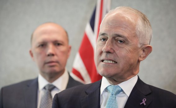Home Affairs Minister Peter Dutton and Prime Minister Malcolm Turnbull.  The coalition is expected to wear a 30th consecutive Newspoll loss next week, however Liberal MPs insist Turnbull is safe in his role as Prime Minister.
