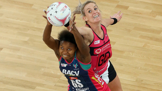Kumwenda in action against the Thunderbirds during last year's Super Netball competition. 
