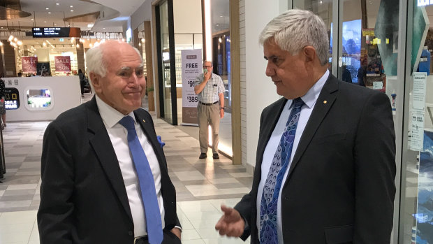 Former Prime Minister John Howard campaigns with Aged Care Minister Ken Wyatt in seat of Hasluck.