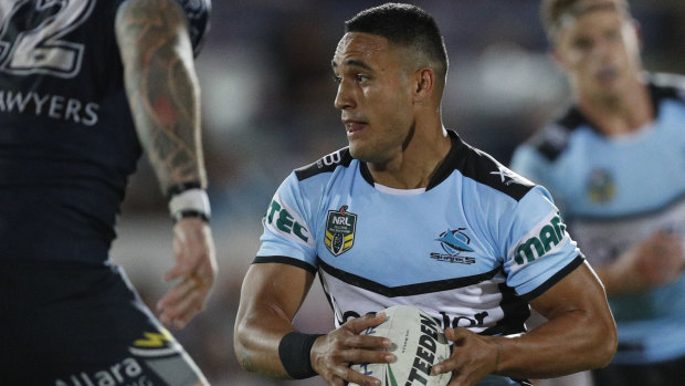 Back at the back: Valentine Holmes will be in the No. 1 jersey for the Sharks this weekend.
