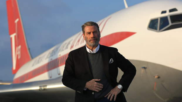 Still waiting: John Travolta will arrive in Australia in November empty handed after red tape grounded his gift of a vintage Qantas Boeing 707.