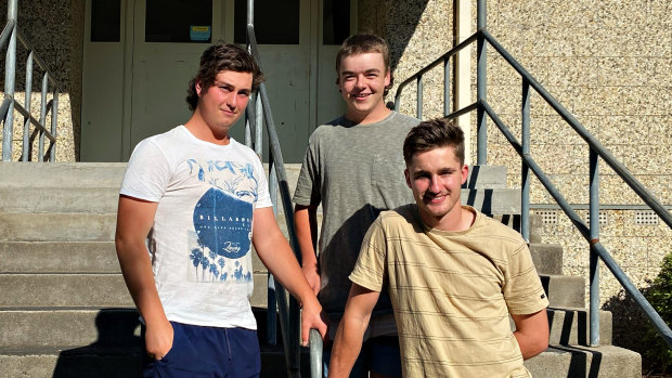 Corryong College VCE students (from left) Riley Saxon, Tom Sheather and Ryan Norman.  
