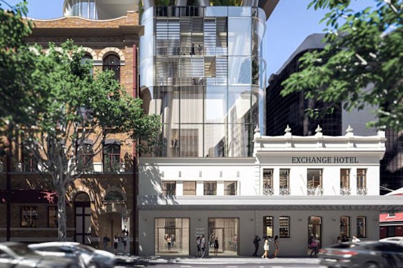 The Edward Street frontage would include retail spaces and a two-storey wine bar.