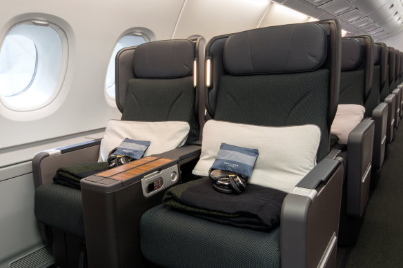 The revamped (in 2019) Qantas A380 premium economy cabin.