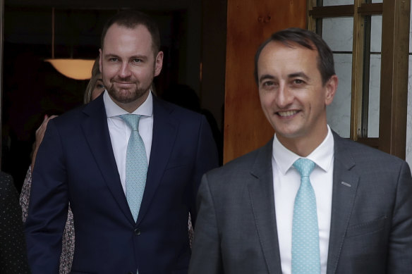 Senator Andrew Bragg, left, and Dave Sharma, right, have launched a series of complaints against the transparency site They Vote for You.