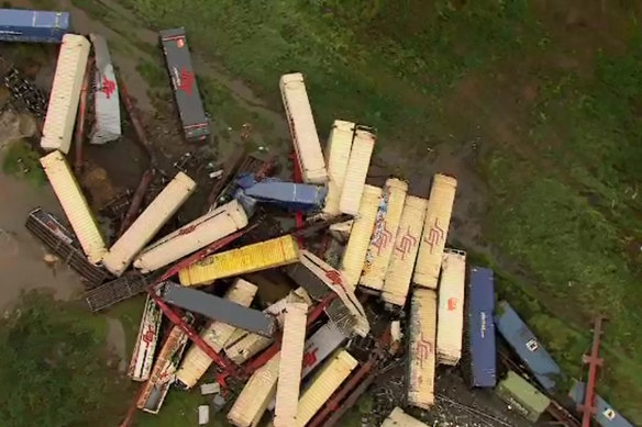 A train derailed at Inverleigh near Geelong, severing a crucial interstate freight route just as the busiest time of year begins for the movement of goods across the country.