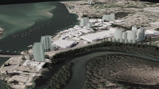 An artist’s impression of how Batemans Bay would look by 2100 under a draft master plan.