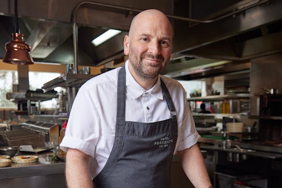 George Calombaris in 2024, when he appointed culinary director at Hotel Sorrento.