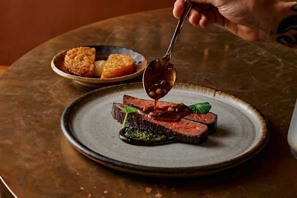 Ranger’s Valley beef with black garlic, bone marrow and potato hash.