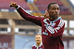 Aston Villa’s Nicolas Jackson celebrates after scoring his side’s opening goal.