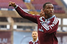 Aston Villa’s Nicolas Jackson celebrates after scoring his side’s opening goal.