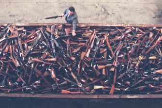 Guns about to be destroyed as part of the 1996 buyback. 