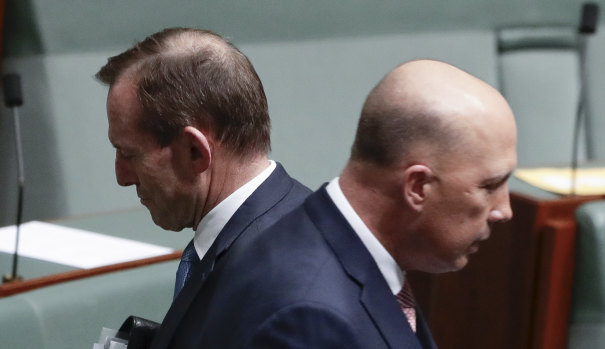 Tony Abbott and Peter Dutton in Parliament on Tuesday.