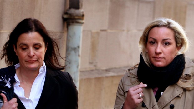 Keli Lane, right, on the first day of her murder trial in 2010.