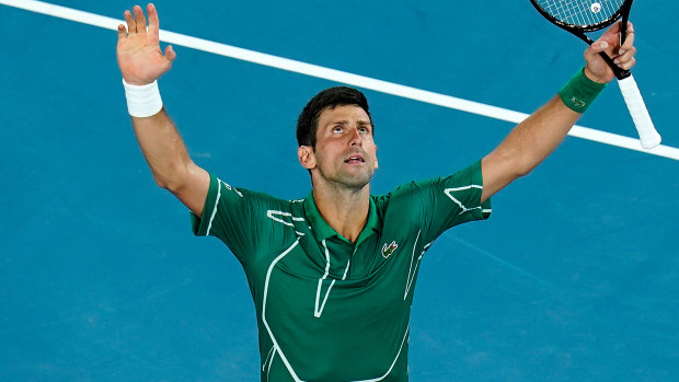 Djokovic is on his way to the Australia Open final after beating Federer in straight sets.