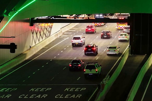 Motorists in the West Gate Tunnel. Labor is canvassing Labor is canvassing a $40 weekly cap on road tolls.