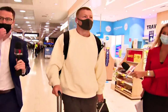 Jordan De Goey at Sydney airport on Tuesday.