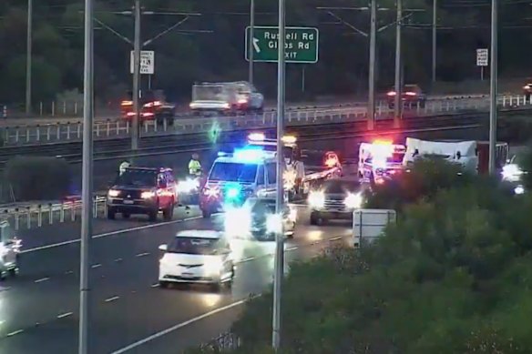 A crash on the Kwinana Freeway on Thursday morning.