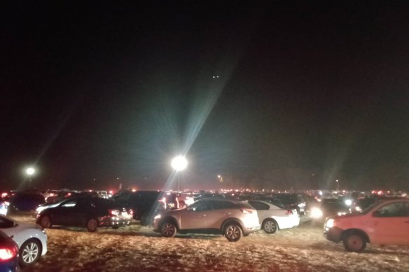 The gridlocked car park at Belvoir Amphitheatre where Lorde performed on March 18.