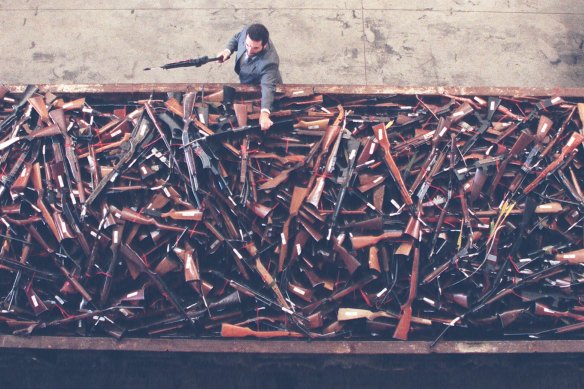 Guns about to be destroyed as part of the 1996 buyback. 