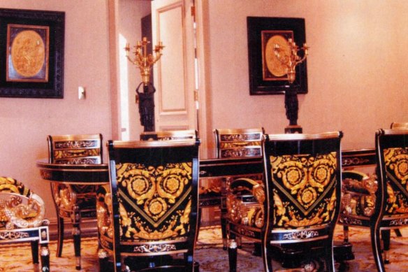 The Versace-styled interior inside the home of Alen Moradian. 