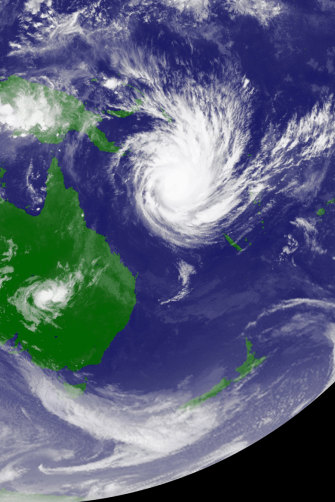 During the 2010-11 La Nina, Cyclone Yasi moves over the Coral Sea before slamming into the Queensland coast.