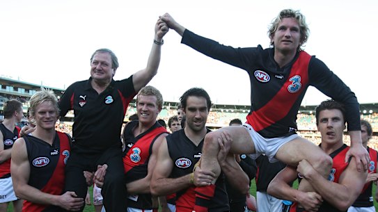 Kevin Sheedy, left, and James Hird, right, pictured in 2007.