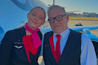 Amie and Andrew Jackson, father-daughter cabin crew for Qantas based in New Zealand.