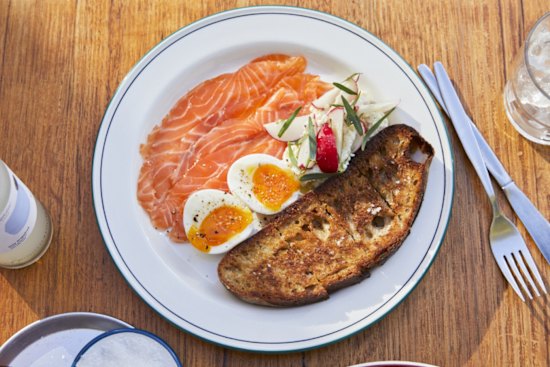 Cured salmon with soft-boiled eggs at Florian.
