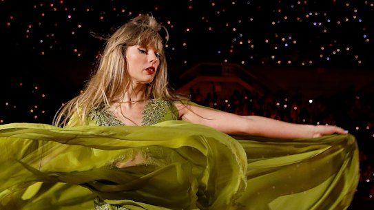 aylor Swift performs onstage during “Taylor Swift | The Eras Tour” at Soldier Field on June 02, 2023 in Chicago, Illinois. (Photo by Natasha Moustache/TAS23/Getty Images for TAS Rights Management ) .