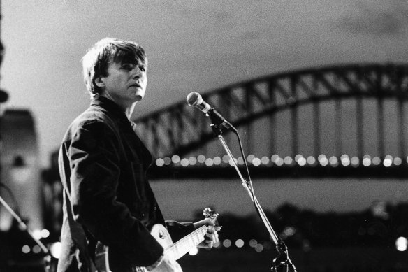 Neil Finn plays at a soundcheck the day before the final farewell
concert.