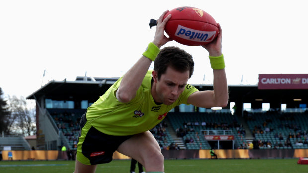 AFL umpire Leigh Haussen in 2021.