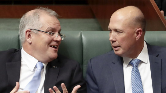 Scott Morrison and successor Peter Dutton in 2018.