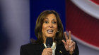 Democratic presidential nominee Kamala Harris addresses her audience during the CNN town hall.