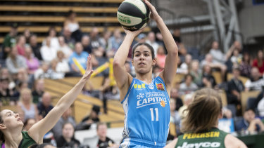 On fire: Canberra’s Kia Nurse dominated the scoring against Dandenong.