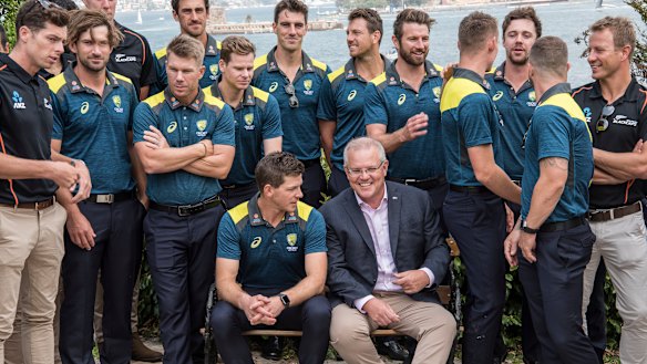 Prime Minister Scott Morrison hosts the Australian and New Zealand cricket teams at Kirribilli House.