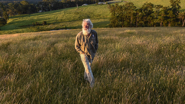 Bruce Pascoe on his property Yumburra near Mallacoota in 2020.