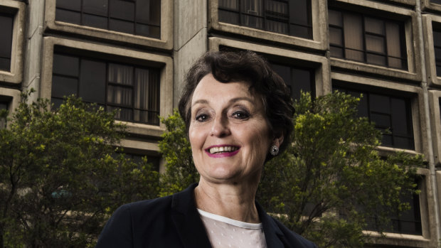 Minister for  Social Housing Pru Goward at the Sirius Building, which was public housing and will be sold to build new social housing elsewhere.
