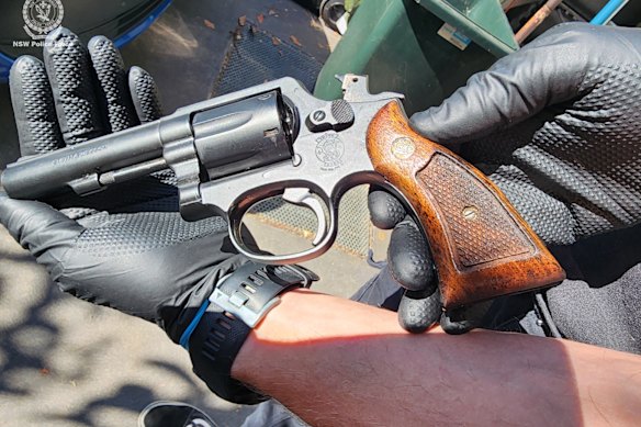 A revolver seized in the raids.