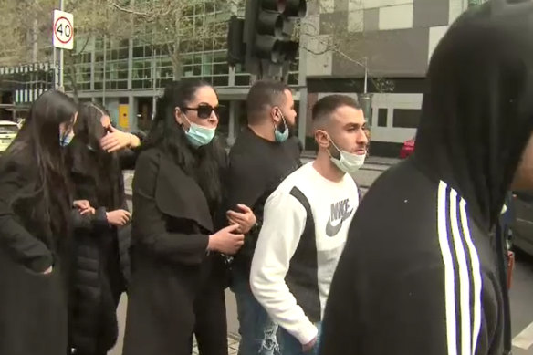 Family members outside the Supreme Court on Wednesday.