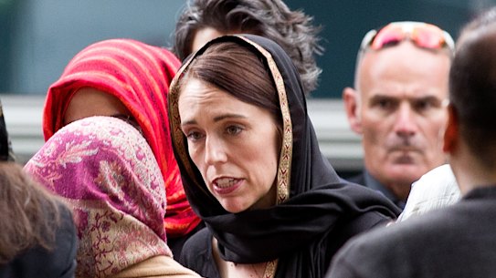 Jacinda Ardern meets with members of the Muslim community in Christchurch.