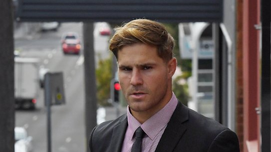 Jack De Belin arrives at Wollongong District Court on Friday.